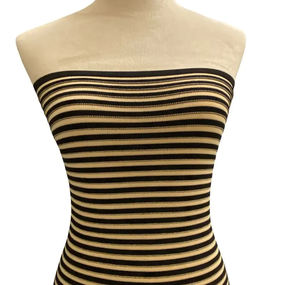 The Wolf Gang Size Small Sunmor Strapless Knit Black & Beige Maxi Dress - Picture 4 of 14